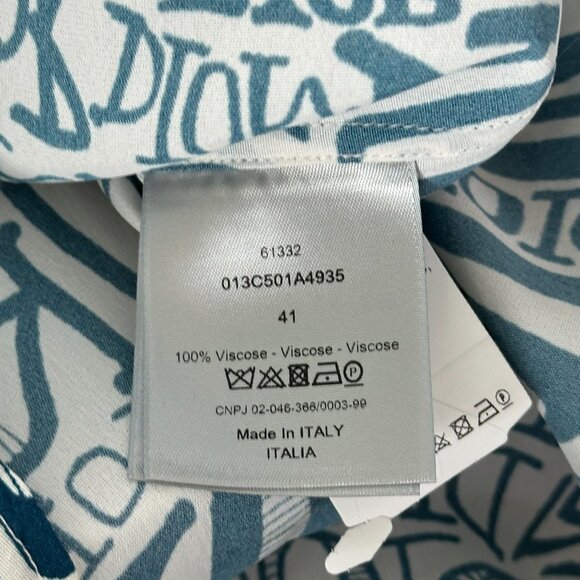 Dior White & Blue Stussy All Over Print Button Up Shirt - Picture 4 of 6